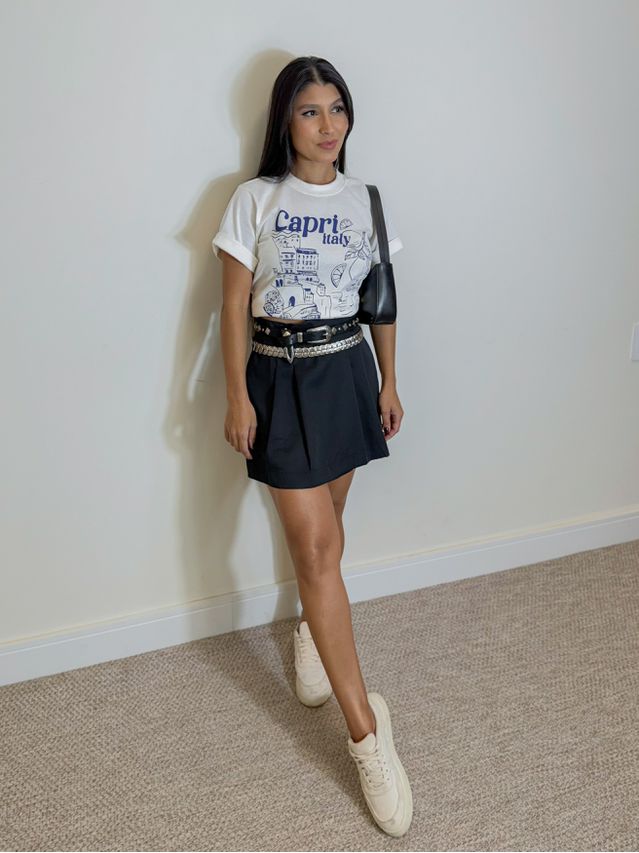 Short Saia Prega Preto