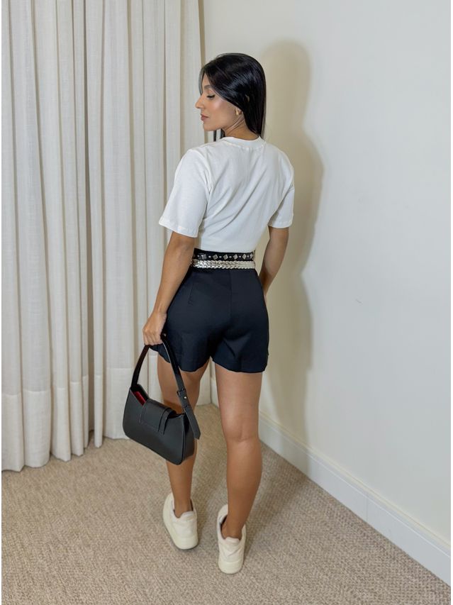 Short Saia Prega Preto