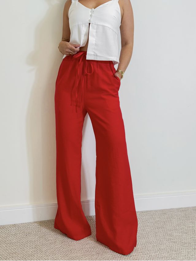 Calça Pantalona Andreia Vermelha 