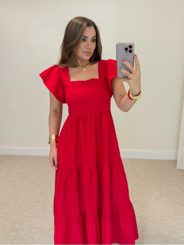 Vestido Tricoline Lucy Vermelho