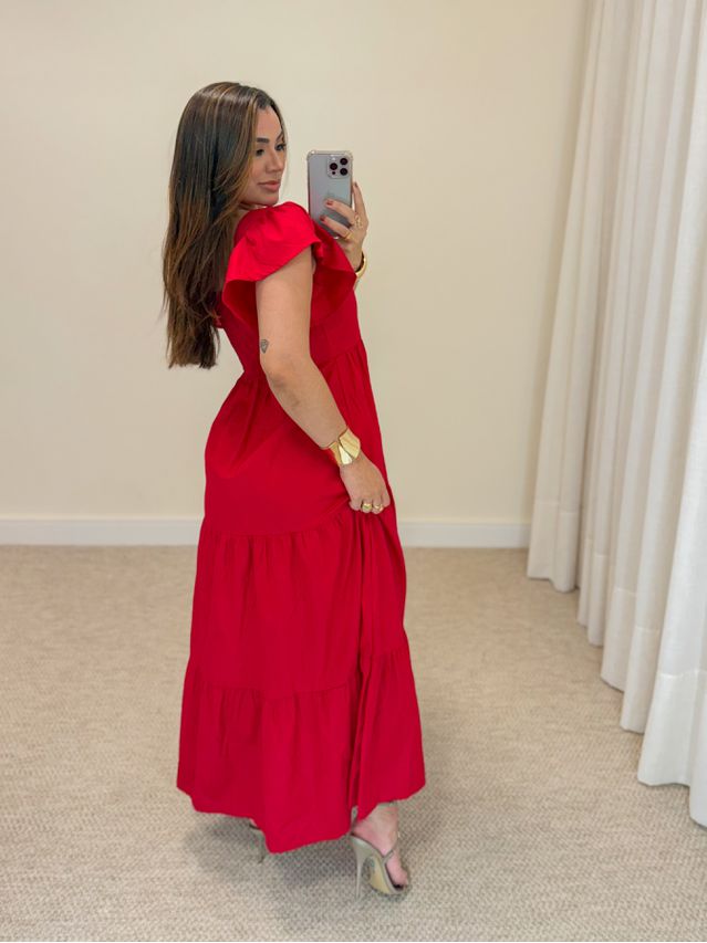 Vestido Tricoline Lucy Vermelho