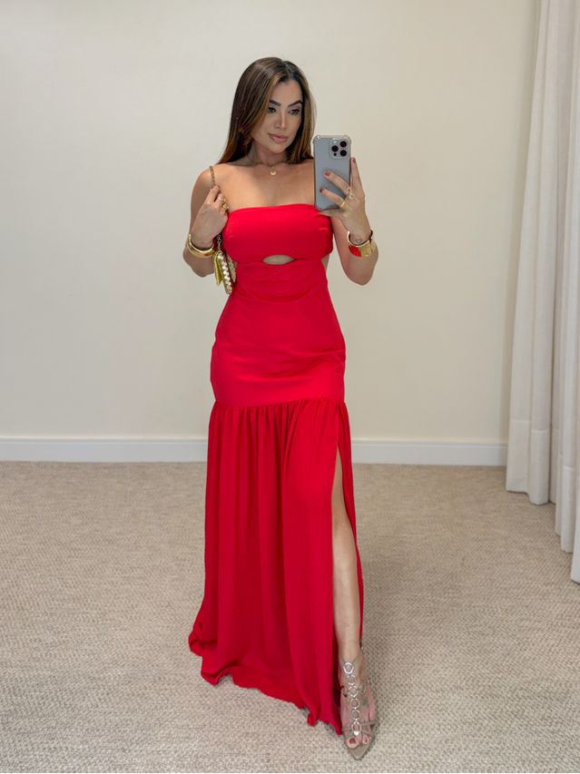 Vestido Midi Maia Vermelho