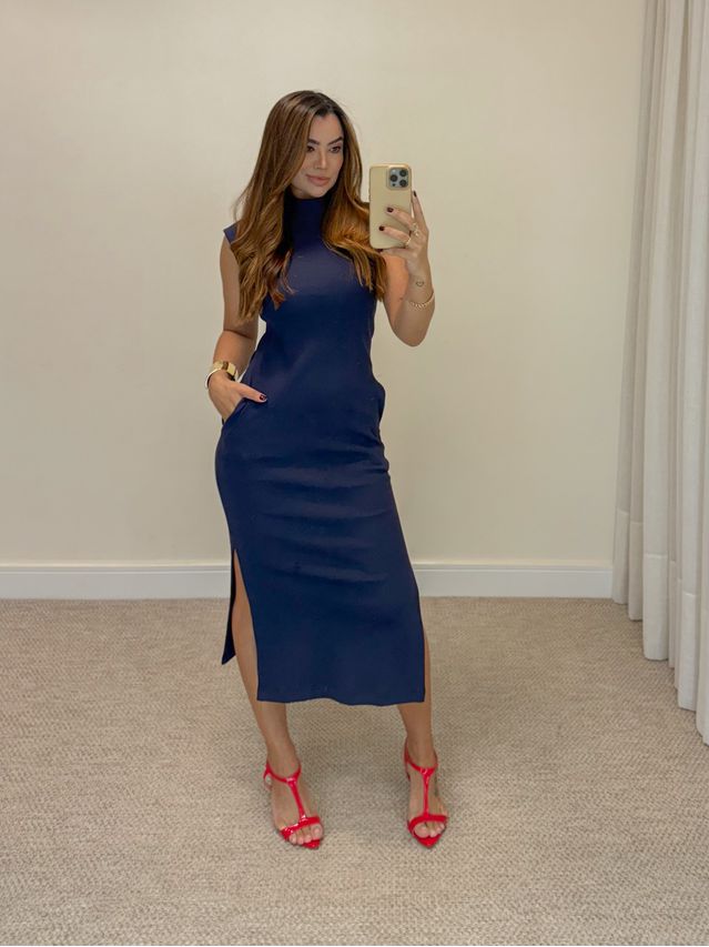 Vestido Canelado Muscle Tee Marinho