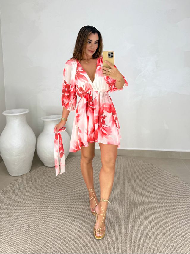 Vestido Estampado Taiti Rosa