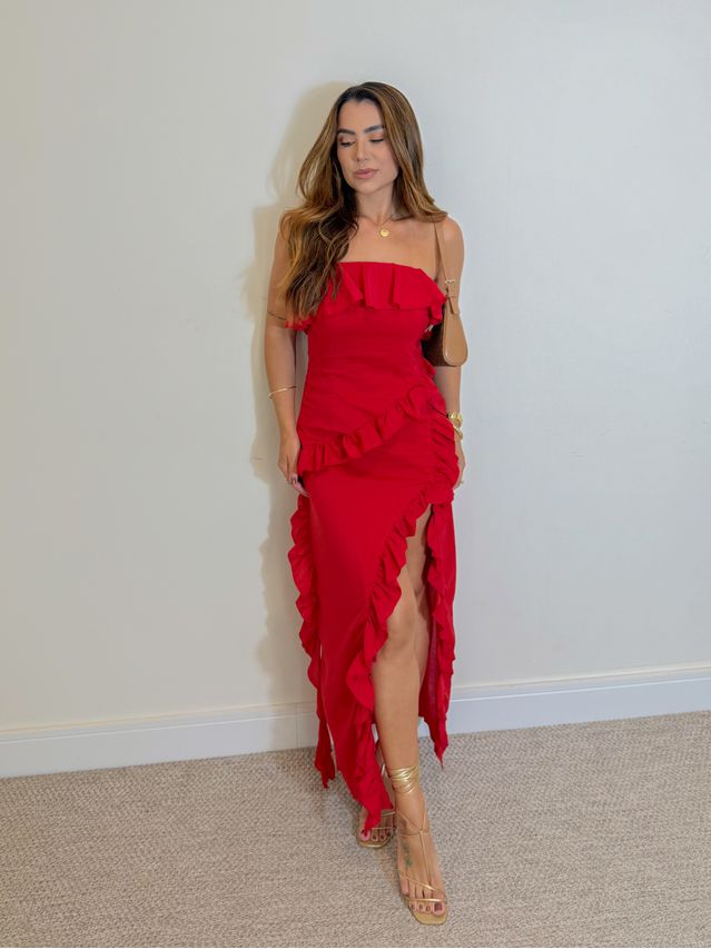 Vestido Midi Boho Vermelho