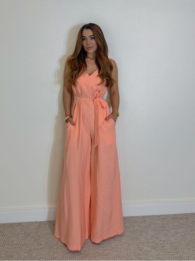 Macacão Pantalona Viena Coral 