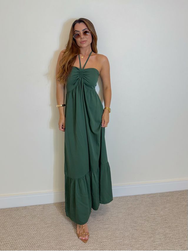 Vestido Midi Amanda Tomara Que Caia Verde