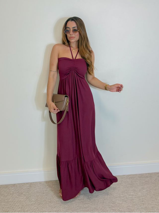 Vestido Midi Amanda Tomara Que Caia Cereja