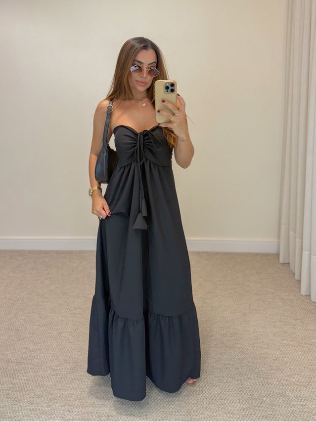 Vestido Midi Amanda Tomara Que Caia Preto