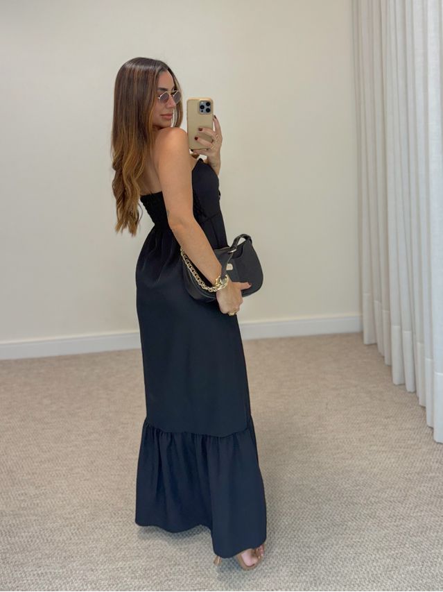 Vestido Midi Amanda Tomara Que Caia Preto