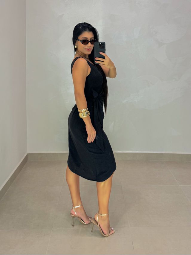 Vestido Transpassado Valentina Preto 