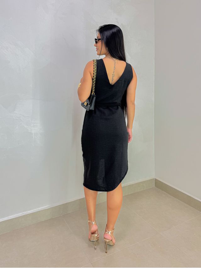 Vestido Transpassado Valentina Preto 