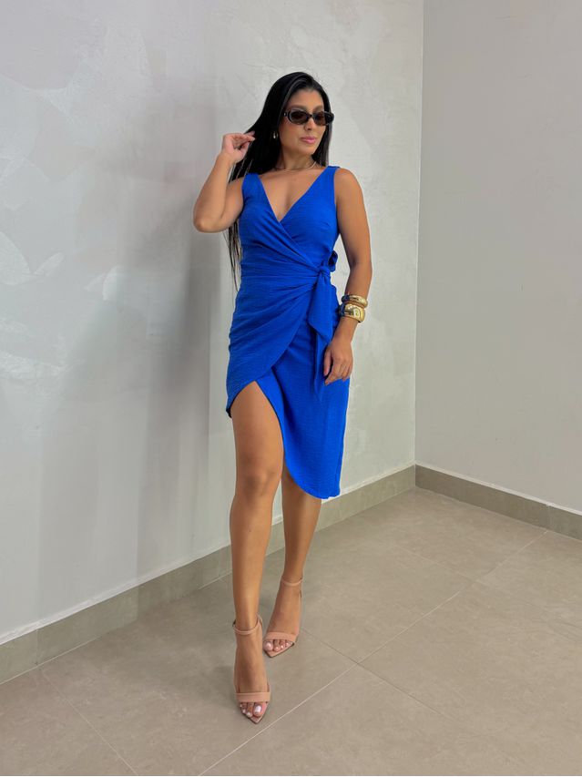 Vestido Transpassado Valentina Azul