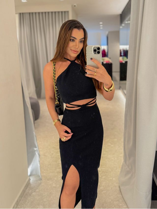 Conjunto Canelado Luara Preto