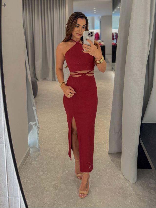 Conjunto Canelado Luara Cereja