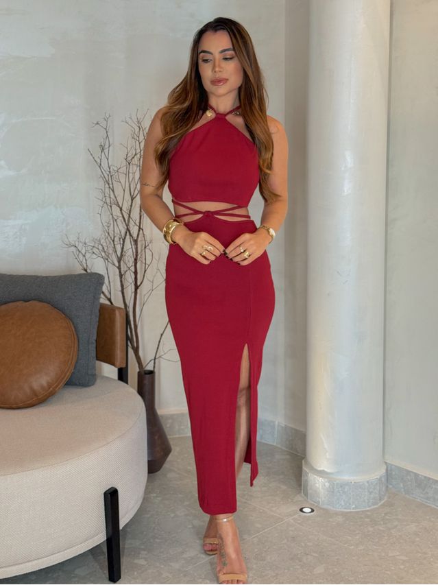 Conjunto Canelado Luara Cereja