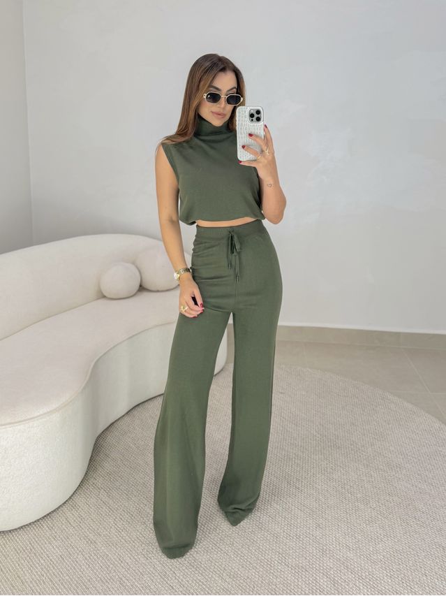 Conjunto Tricot Europa Verde Musgo