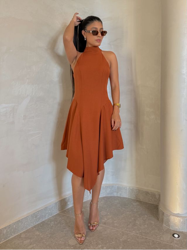 Vestido Midi Maitê Marrom