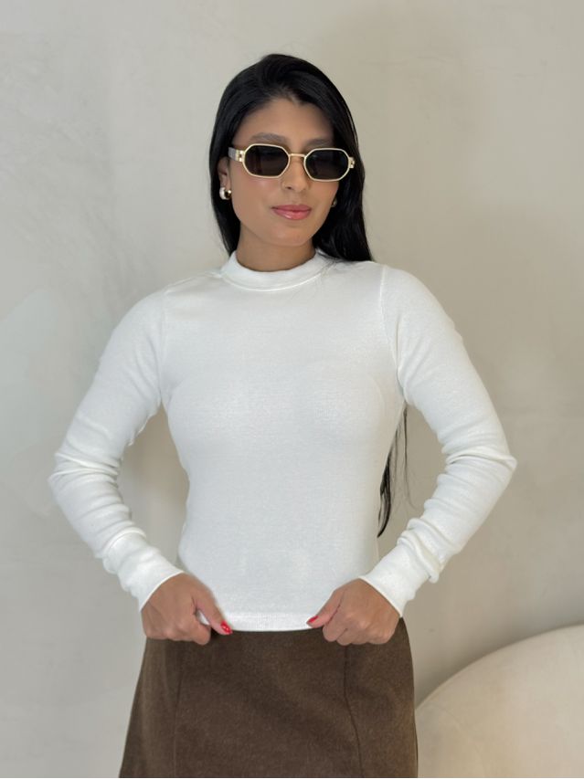 Blusa Manga Longa Canelada Off