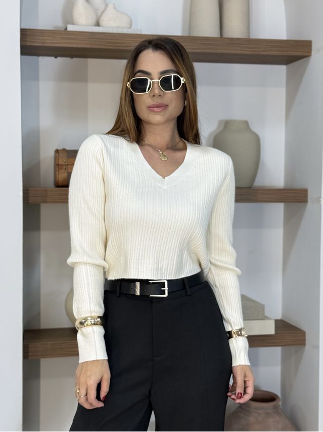 Blusa Tricot Rosana Creme 