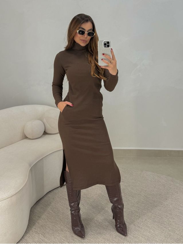 Vestido Canelado Madrid Café 