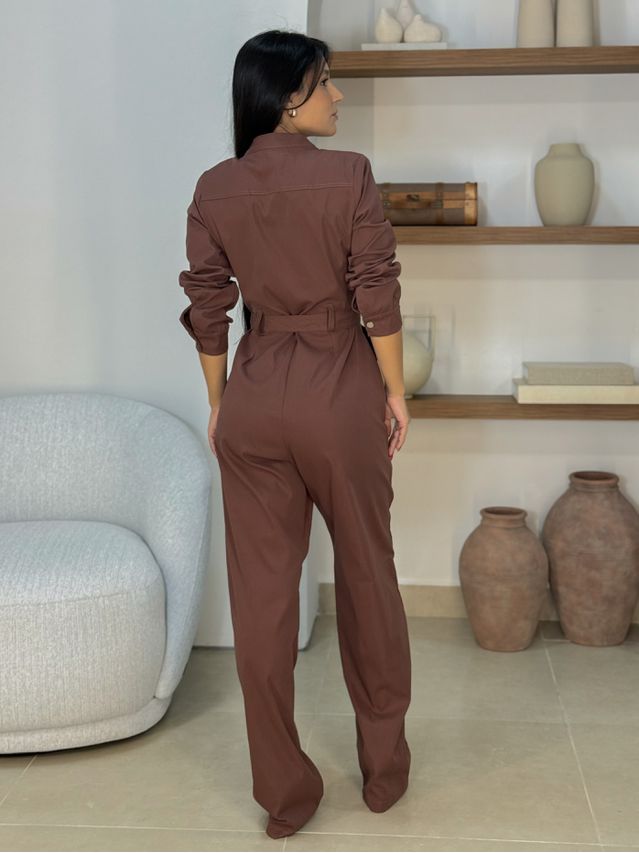 Macacão Manga Longa Aspen Café