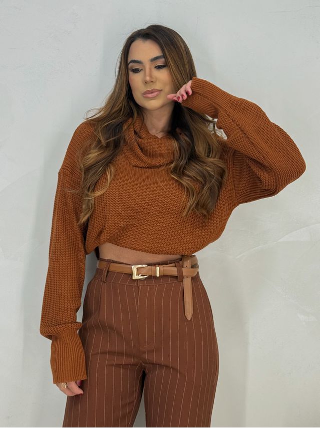 Blusa Tricot Gola Barcelona Caramelo