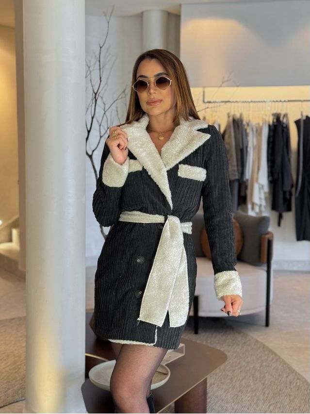 Maxi Casaco Nuvola Preto