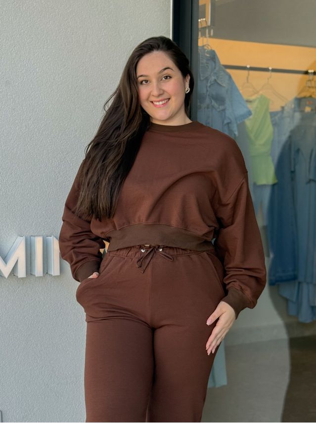 Conjunto Moletom Pantalona Marrom