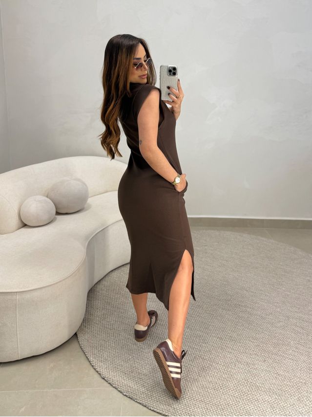 Vestido Canelado Muscle Tee Café 