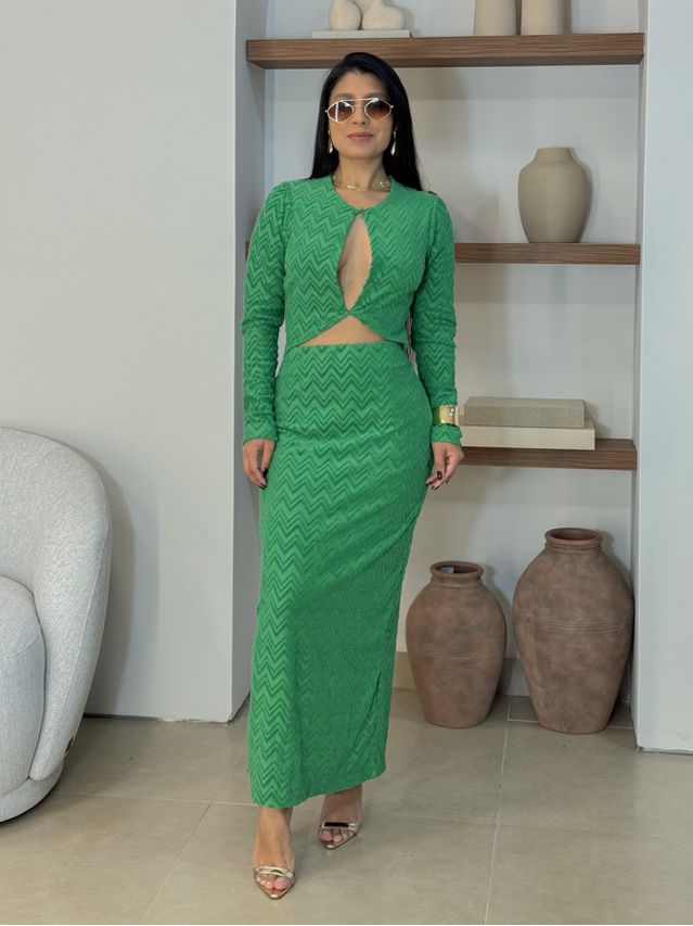 Vestido Manga Longa Amélia Verde