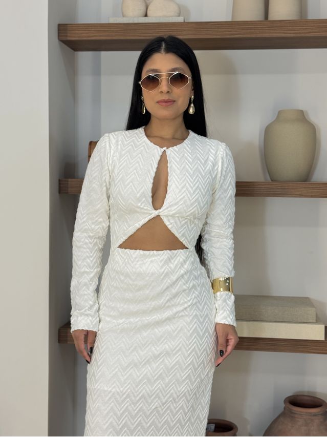 Vestido Manga Longa Amélia Branco