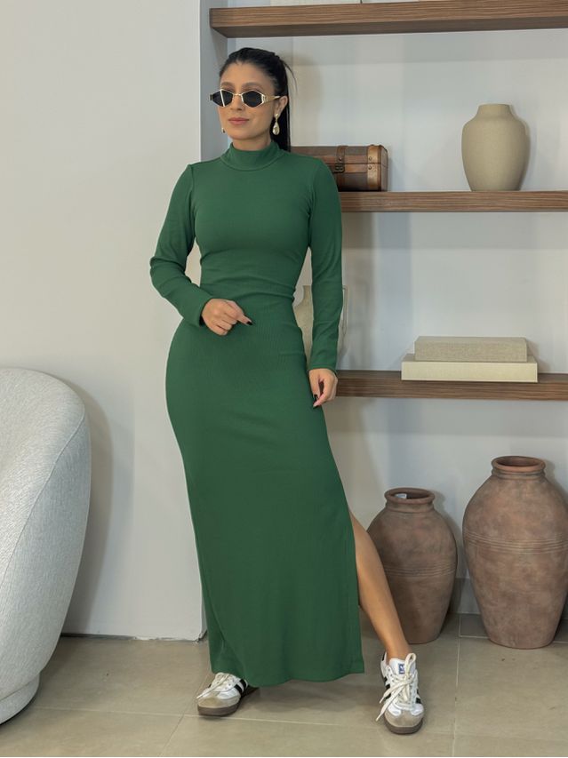 Vestido Canelado Livia Verde