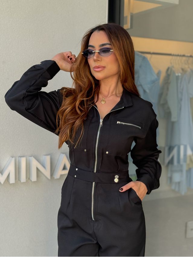 Macacão Manga Longa Bariloche Preto