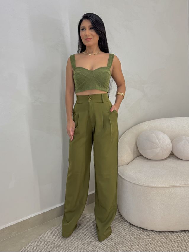 Calça Reta Alfaiataria Militar 