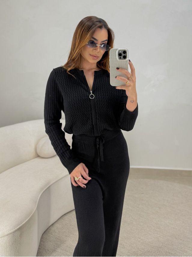 Conjunto Tricot Zíper Germana Preto