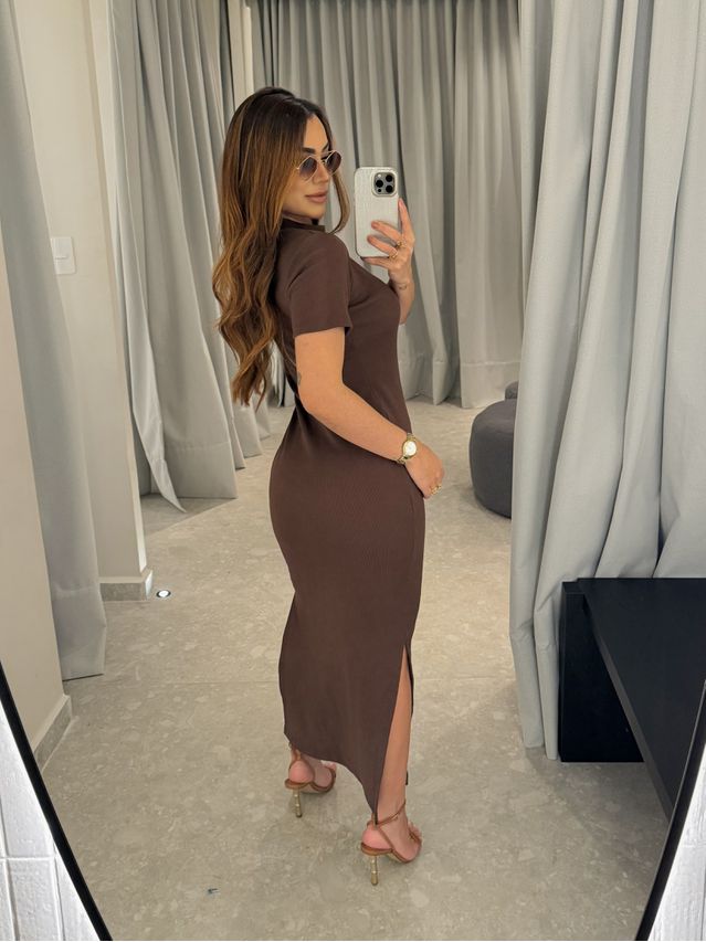 Vestido Canelado Chicago Café 
