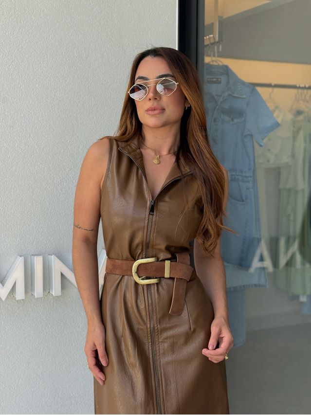 Cinto Couro Camurça Marrom