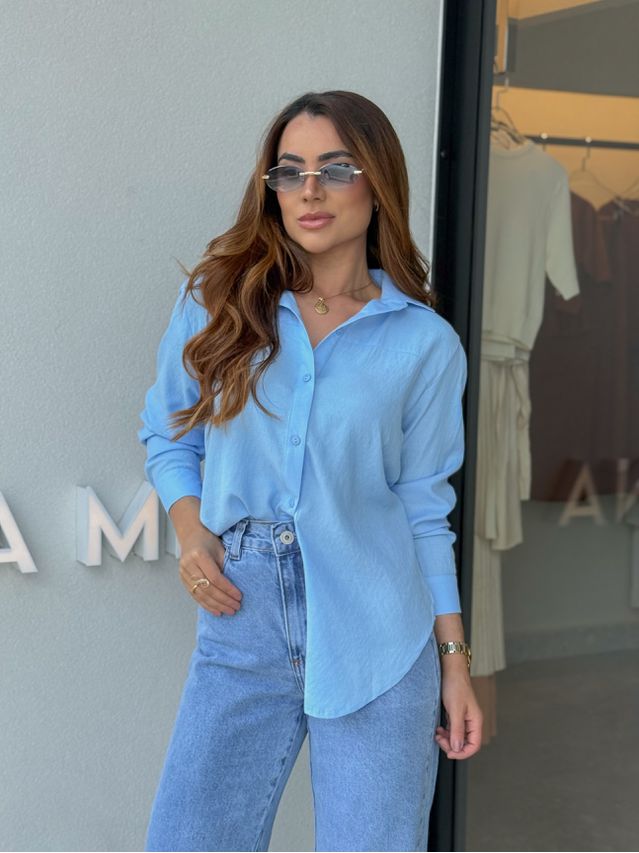 Camisa Viscolinho Talita Azul