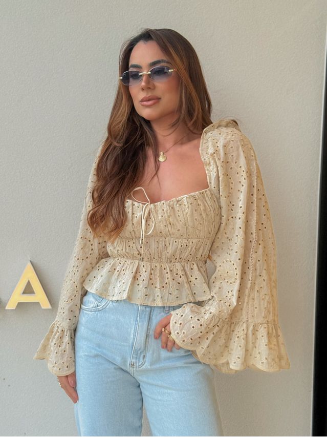 Blusa Ombro a Ombro Laise Cappuccino