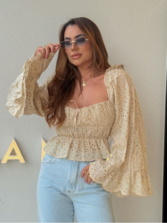 Blusa Ombro a Ombro Laise Cappuccino