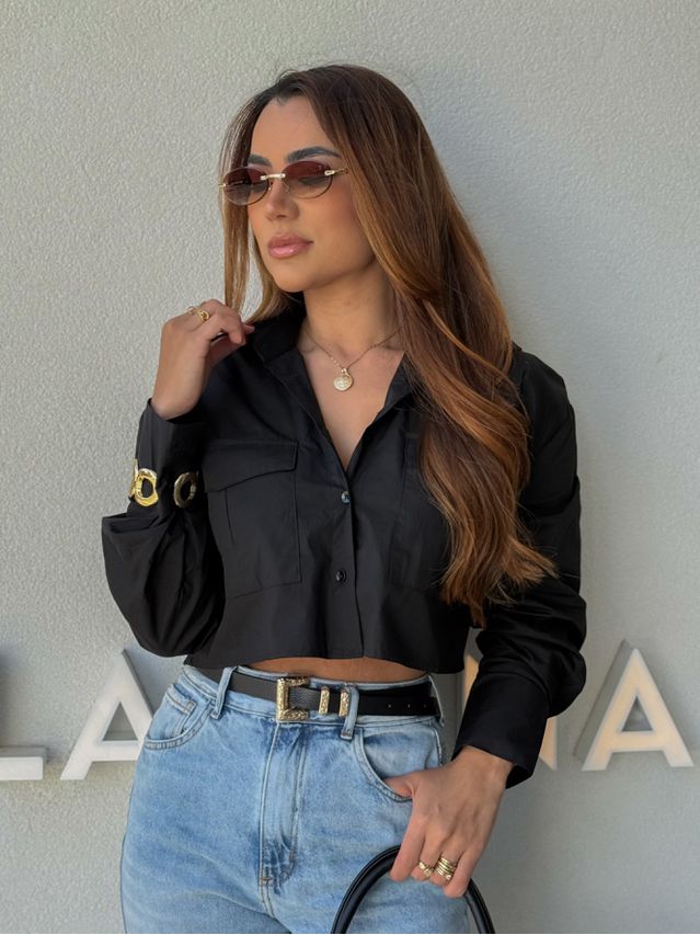 Cinto Couro Fivela Dourada Preto