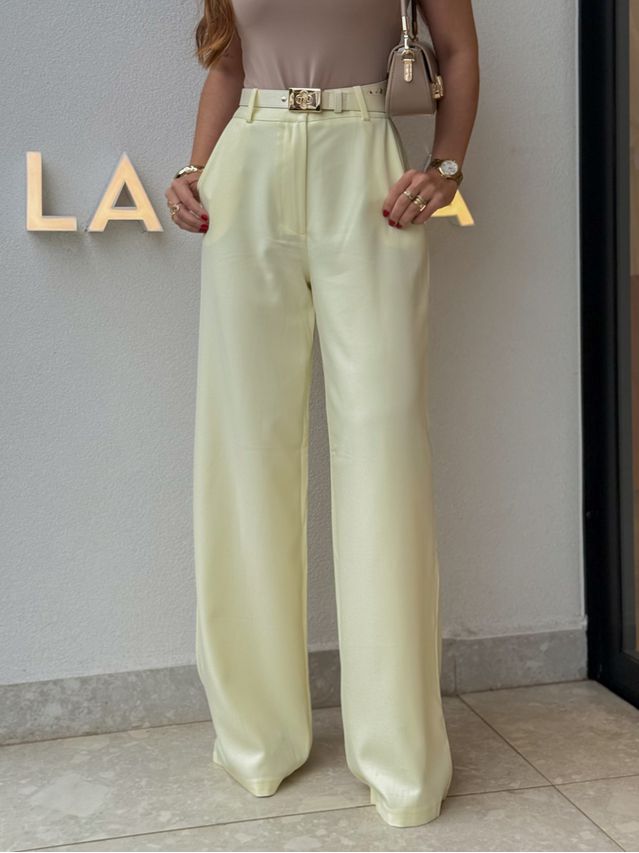 Calça Pantalona Beatriz Manteiga