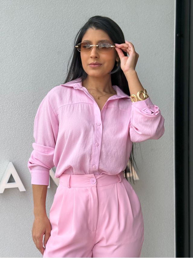 Camisa Viscolinho Talita Rosa