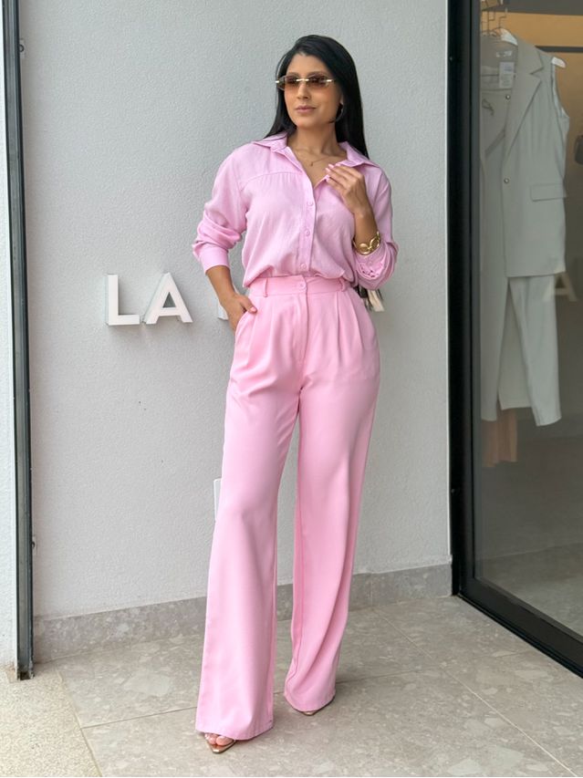 Camisa Viscolinho Talita Rosa