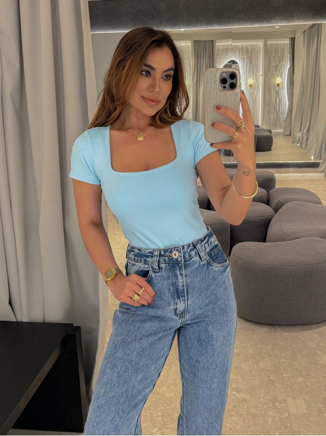 Body Manguinha Lara Azul