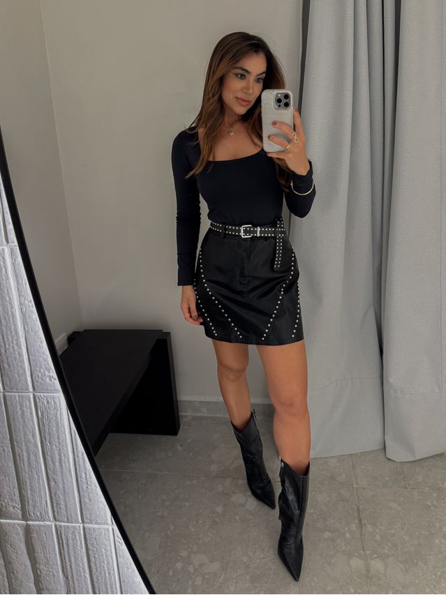 Body Manga Longa Líbia Preto