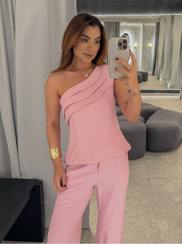 Conjunto Ombro Só Talia Rosa