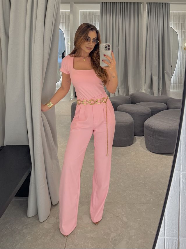 Calça Pantalona Kenia Rosa