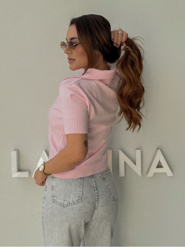 Blusa Gola Polo Eleonora Rosa